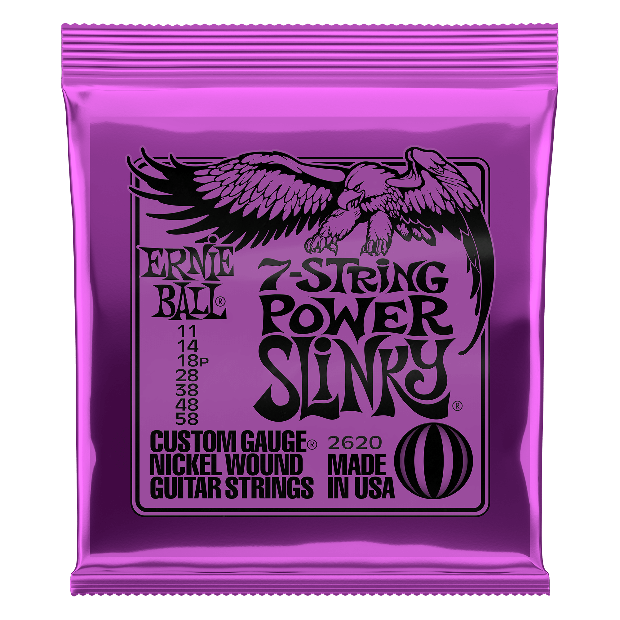 Ernie Ball Ernie Ball 2620 Power Slinky 7-String Nickel Wound Electric Guitar Strings - 11-58 Gauge