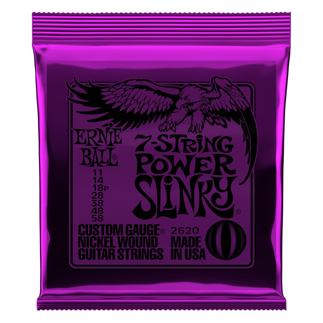 Ernie Ball Power Slinky 7-String Nickel Wound Electric Guitar Strings - 11-58 Gau