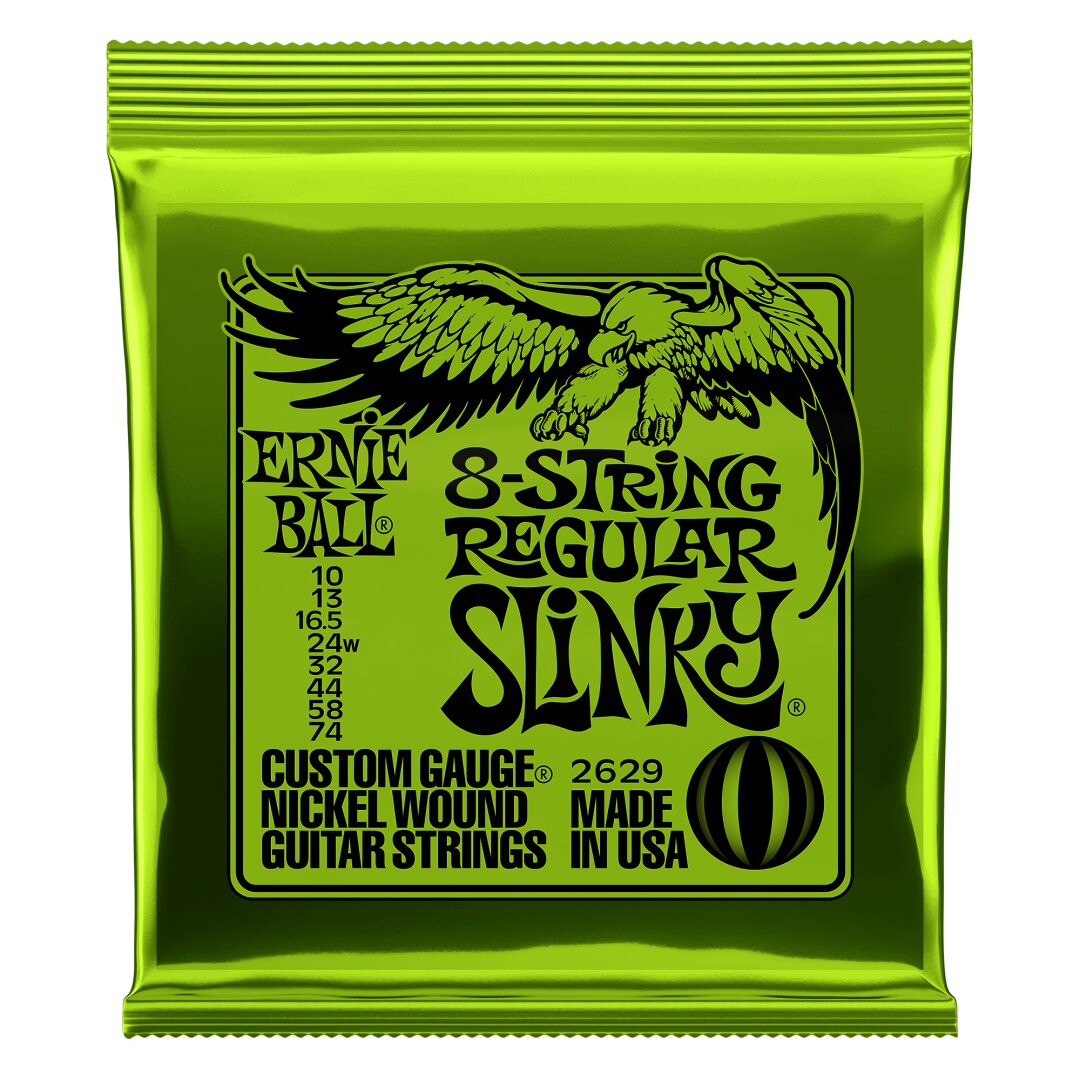 Ernie Ball Regular Slinky 8-String Nickel Wound Electric Guitar Strings - 10-74 G