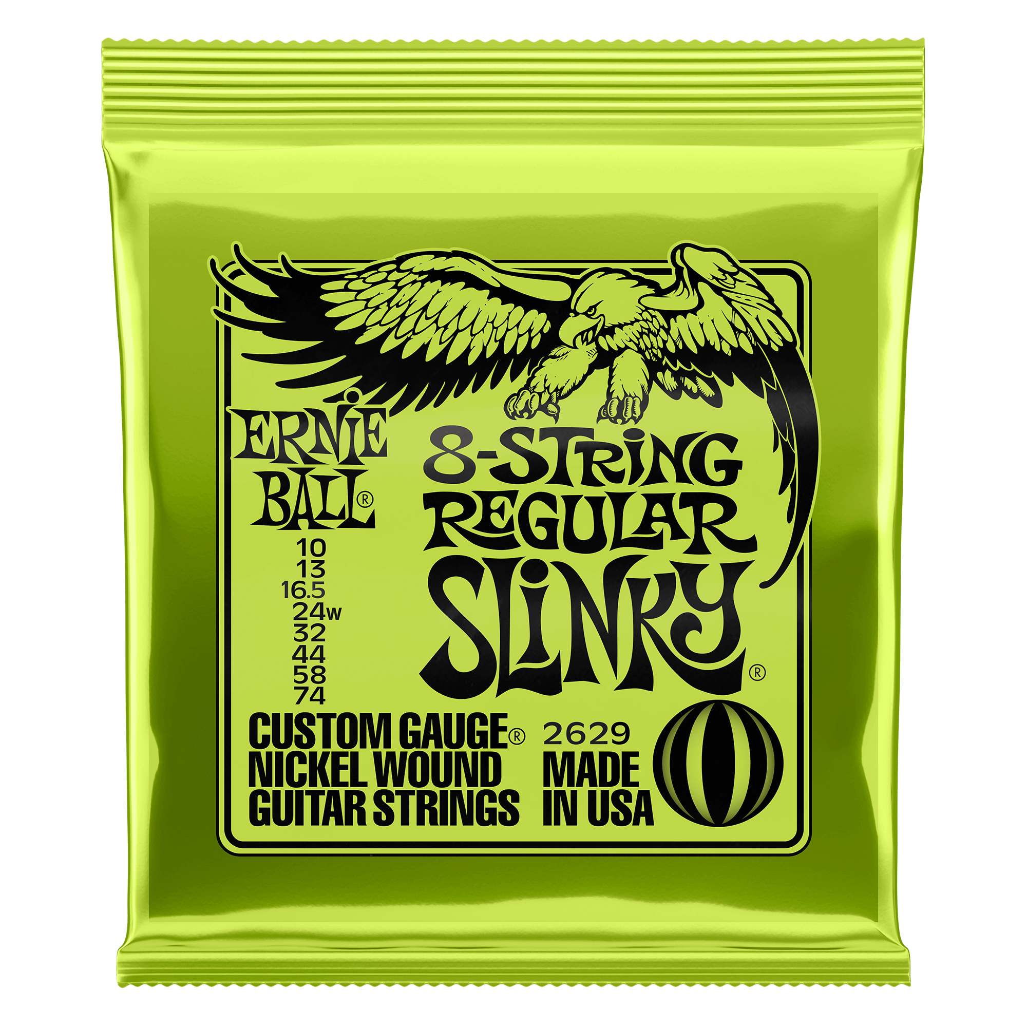 Ernie Ball Ernie Ball 2629 Regular Slinky 8-String Nickel Wound Electric Guitar Strings - 10-74 Gauge