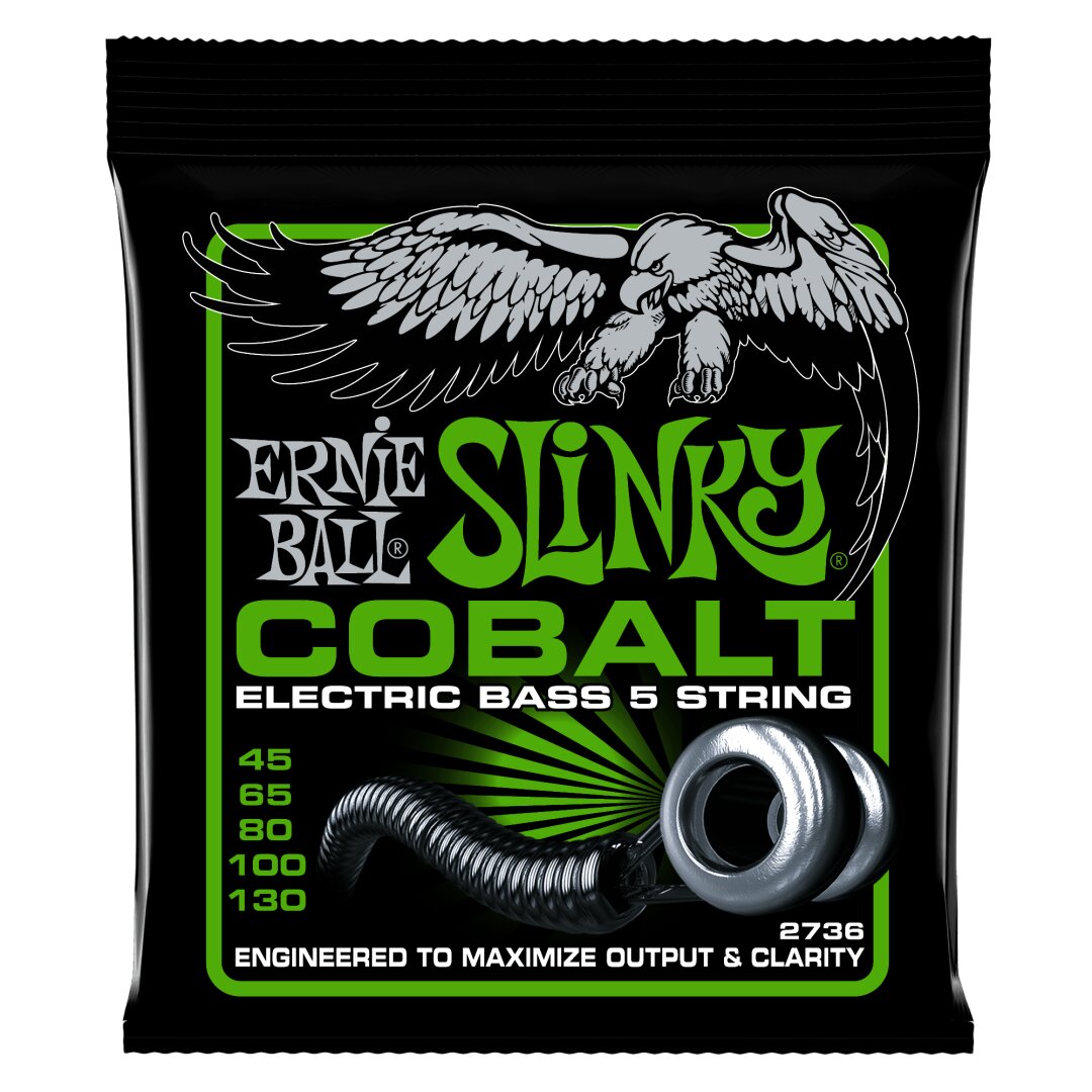 Ernie Ball Bass 5 Slinky Cobalt Electric Bass Strings - 45-130 Gauge