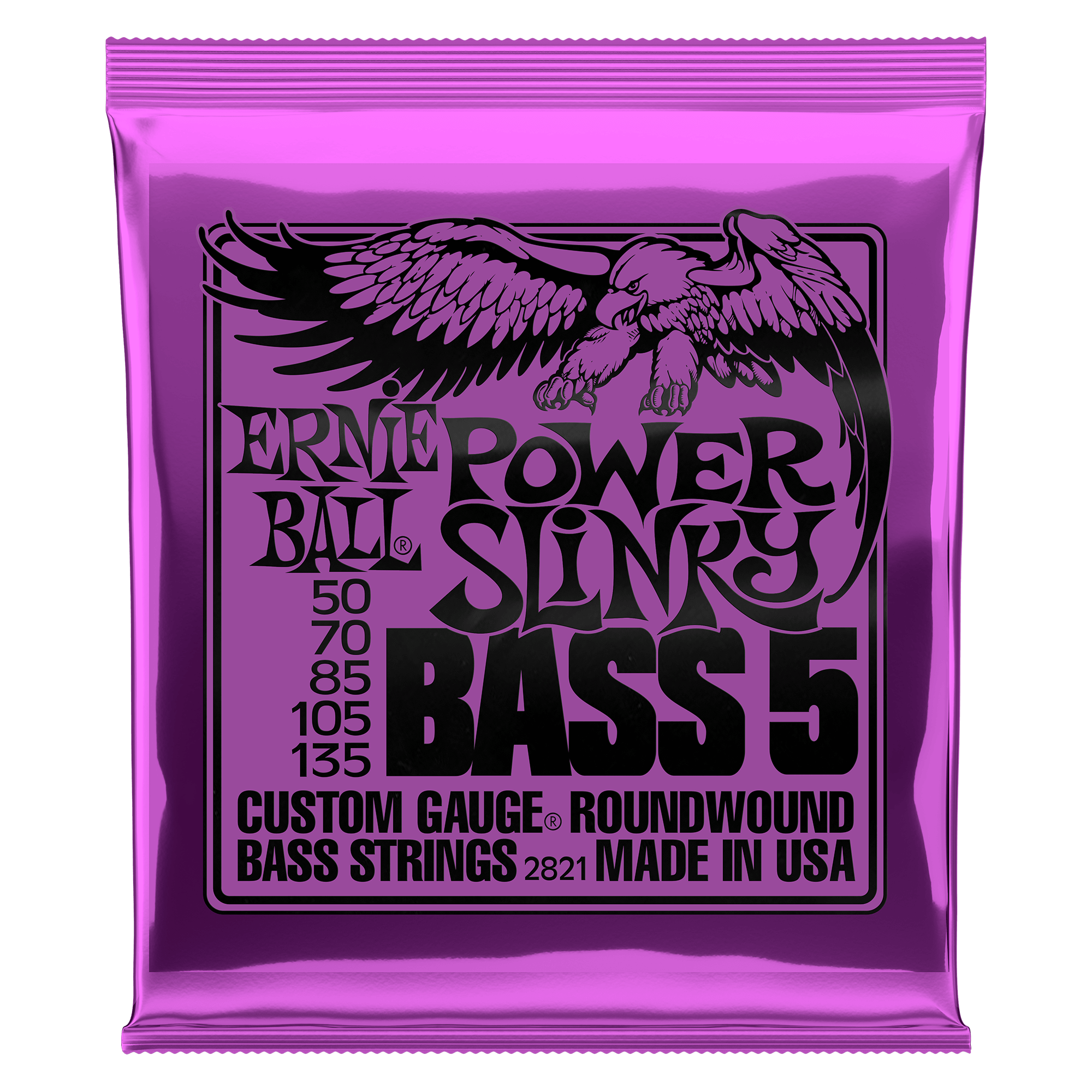 Ernie Ball Ernie Ball 2821 Power Slinky 5-String Nickel Wound Electric Bass Strings - 50-135 Gauge