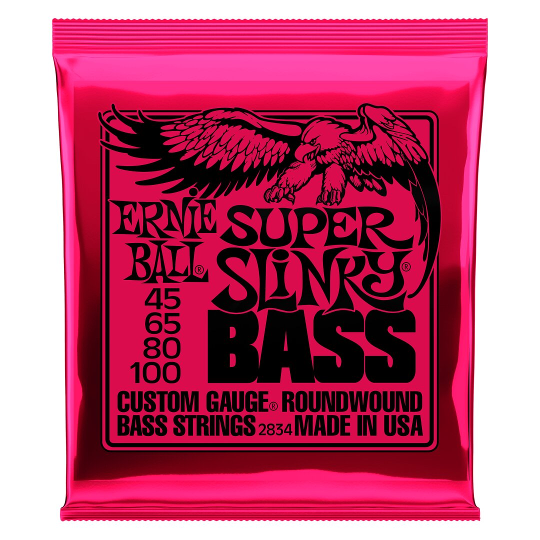Ernie Ball Super Slinky Nickel Wound Electric Bass Strings - 45-100 Gauge
