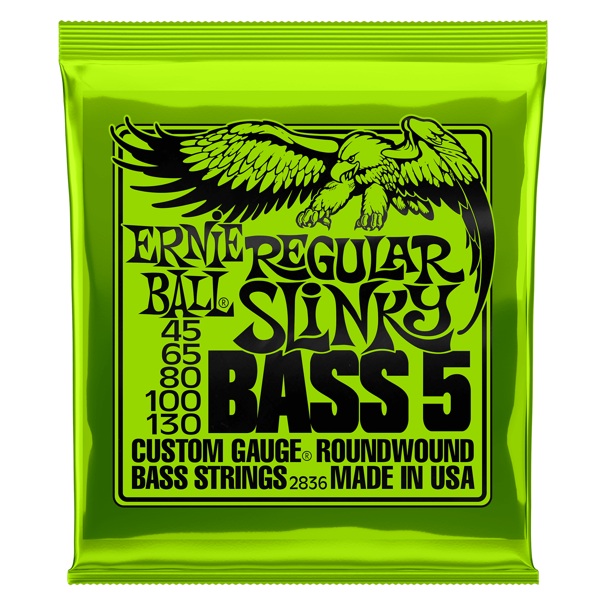 Ernie Ball Ernie Ball 2836 Regular Slinky 5-String Nickel Wound Electric Bass Strings - 45-130 Gauge