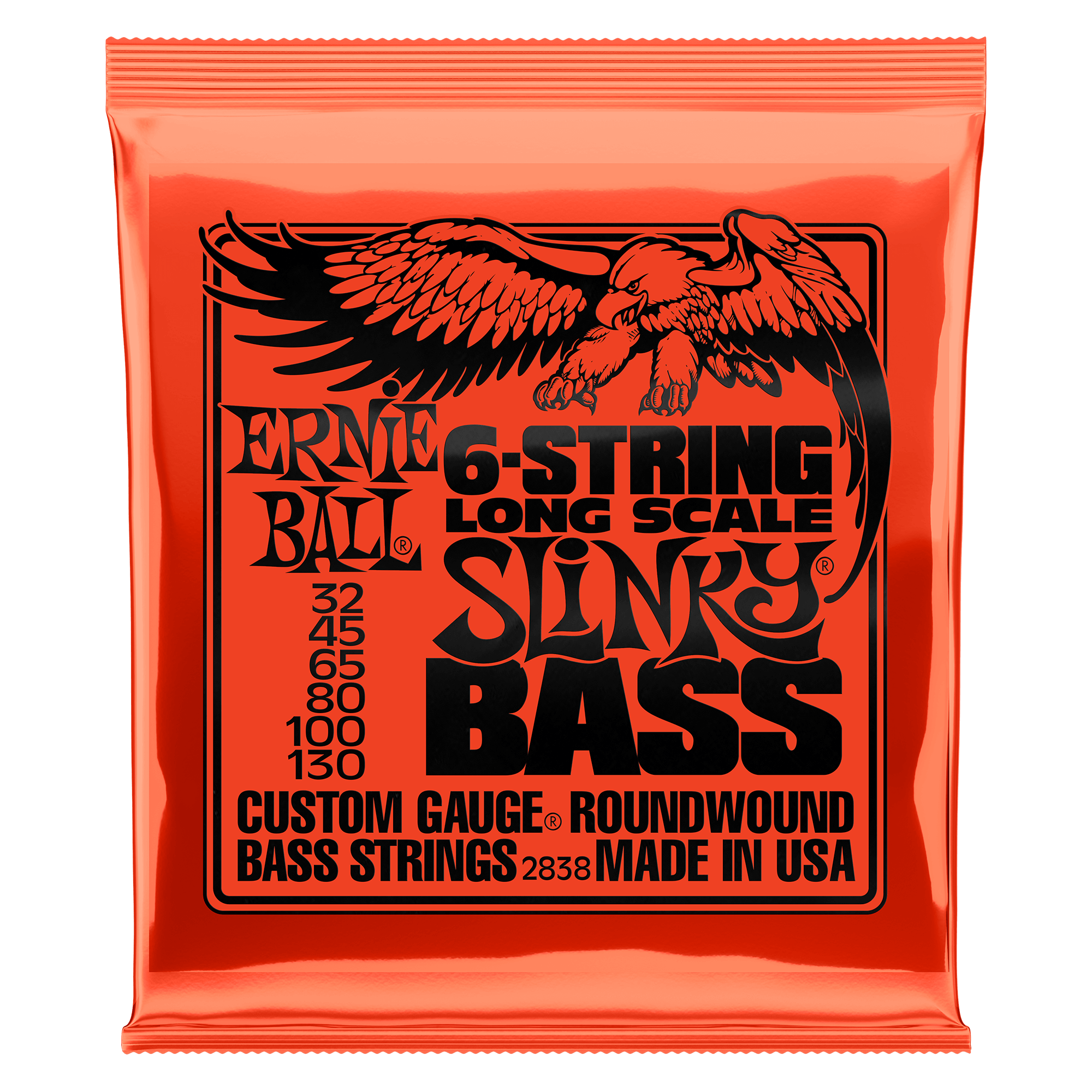 Ernie Ball Ernie Ball 2838 Slinky Long Scale 6-String Nickel Wound Electric Bass Strings - 32-130 Gauge