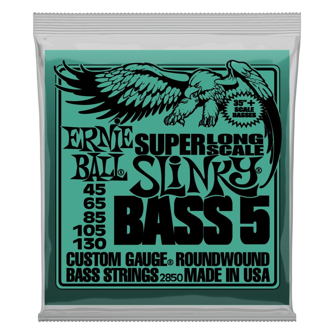 Ernie Ball Bass 5 Slinky Super Long Scale Electric Bass Strings - 45-130 Gauge