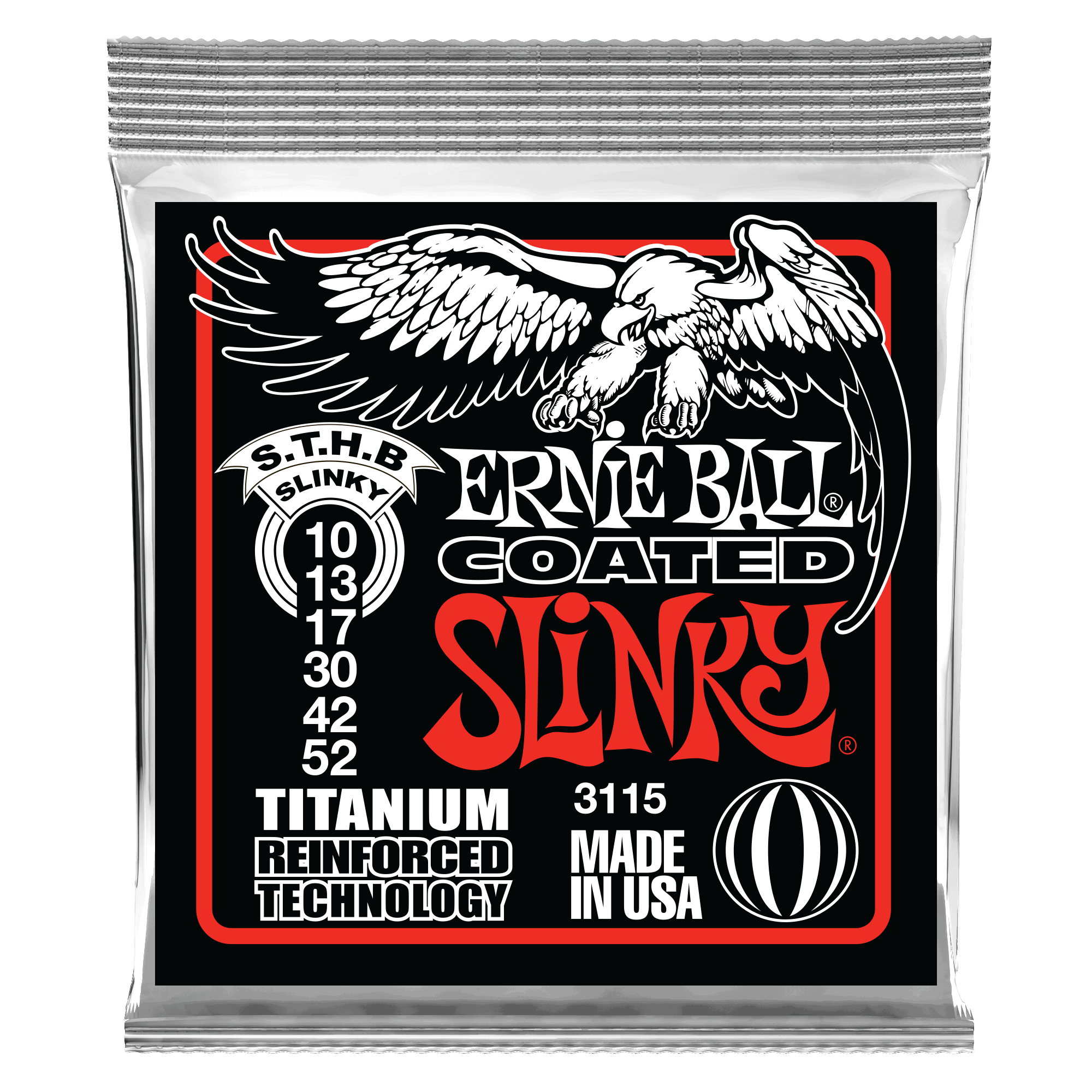 Ernie Ball Ernie Ball 3115 Skinny Top/ Heavy Bottom Slinky Coated Titanium RPS Electric Guitar Strings - 10-52 Gauge