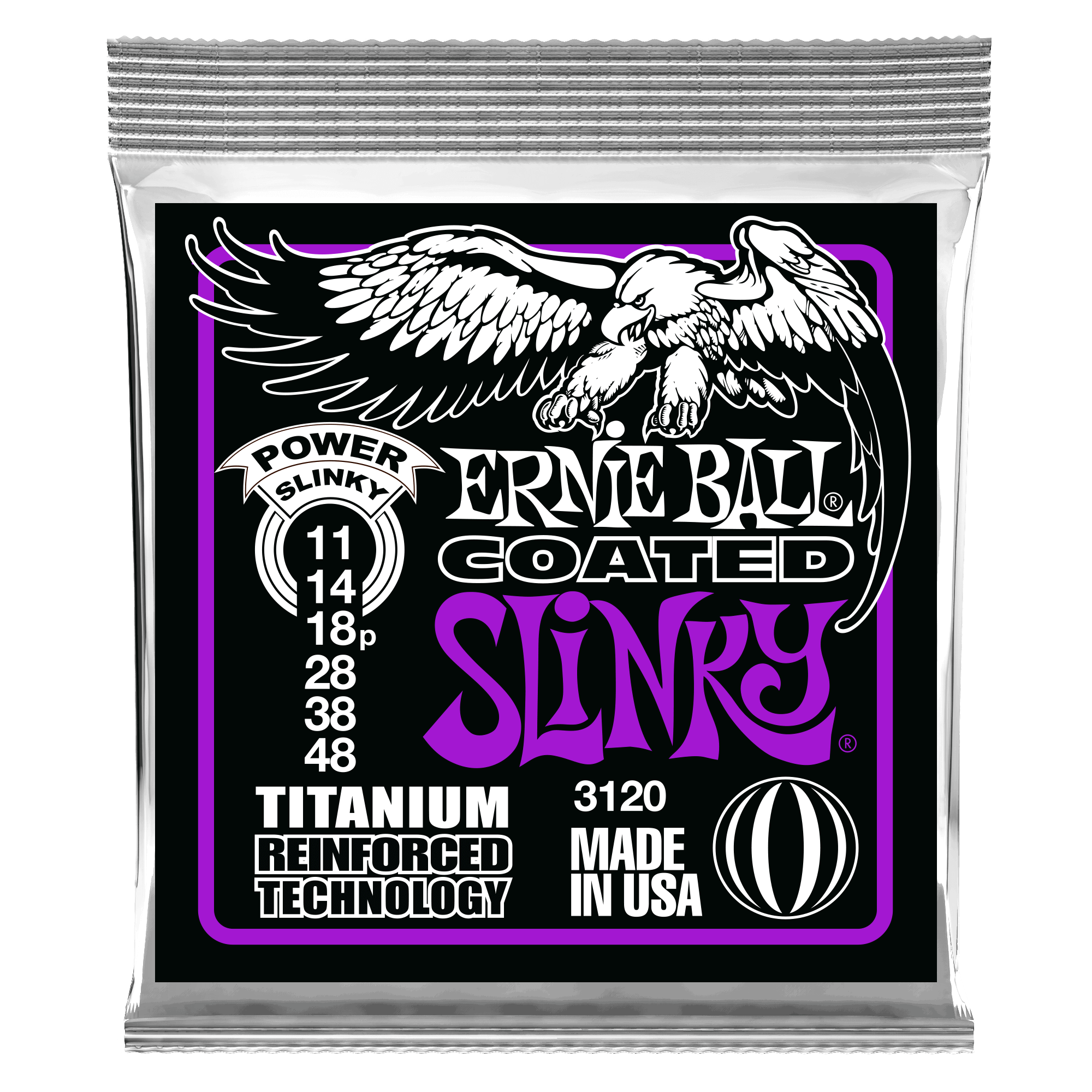 Ernie Ball Ernie Ball 3120 Power Slinky Coated Titanium RPS Electric Guitar Strings - 11-48 Gauge