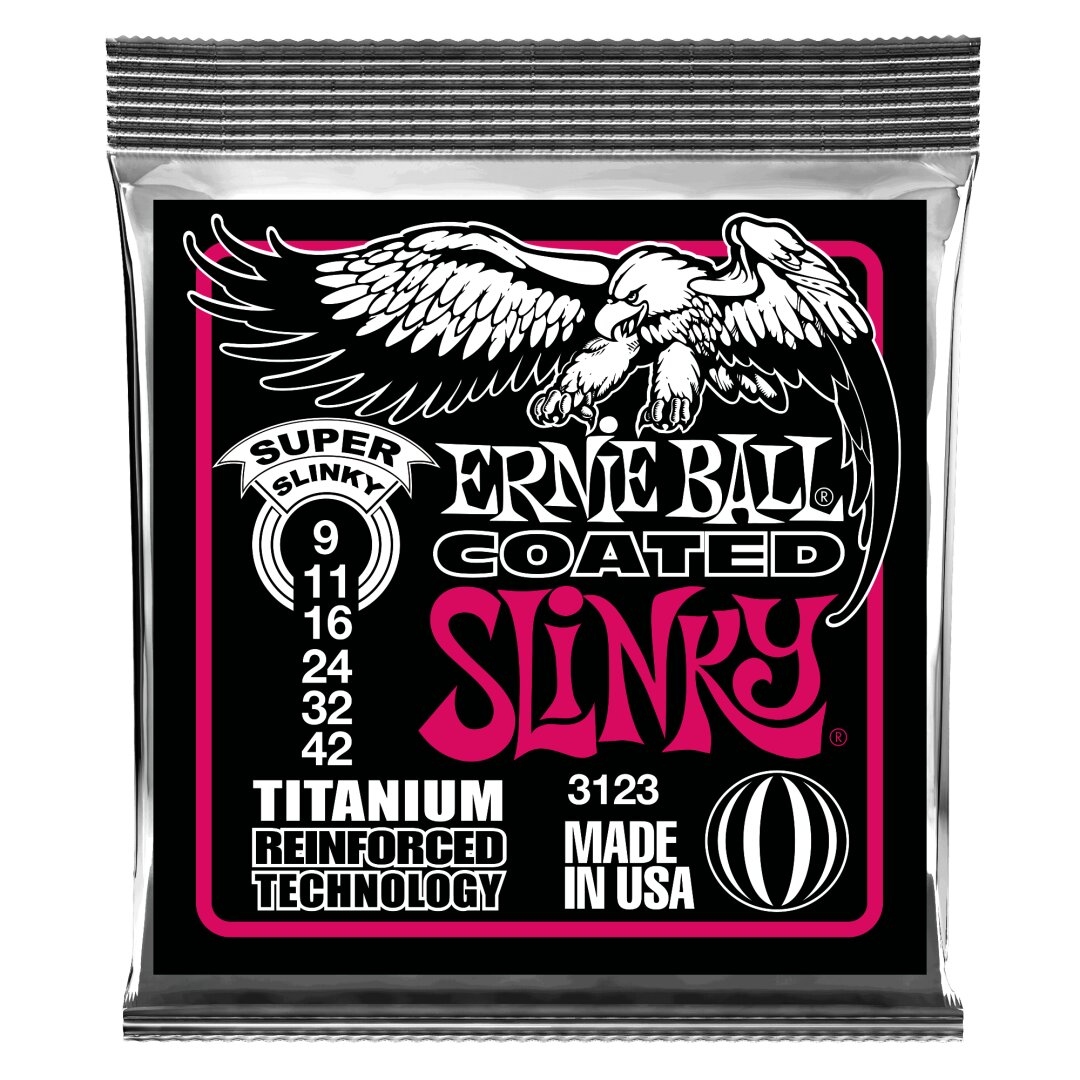 Ernie Ball Super Slinky Coated Titanium RPS Electric Guitar Strings - 9-42 Gauge