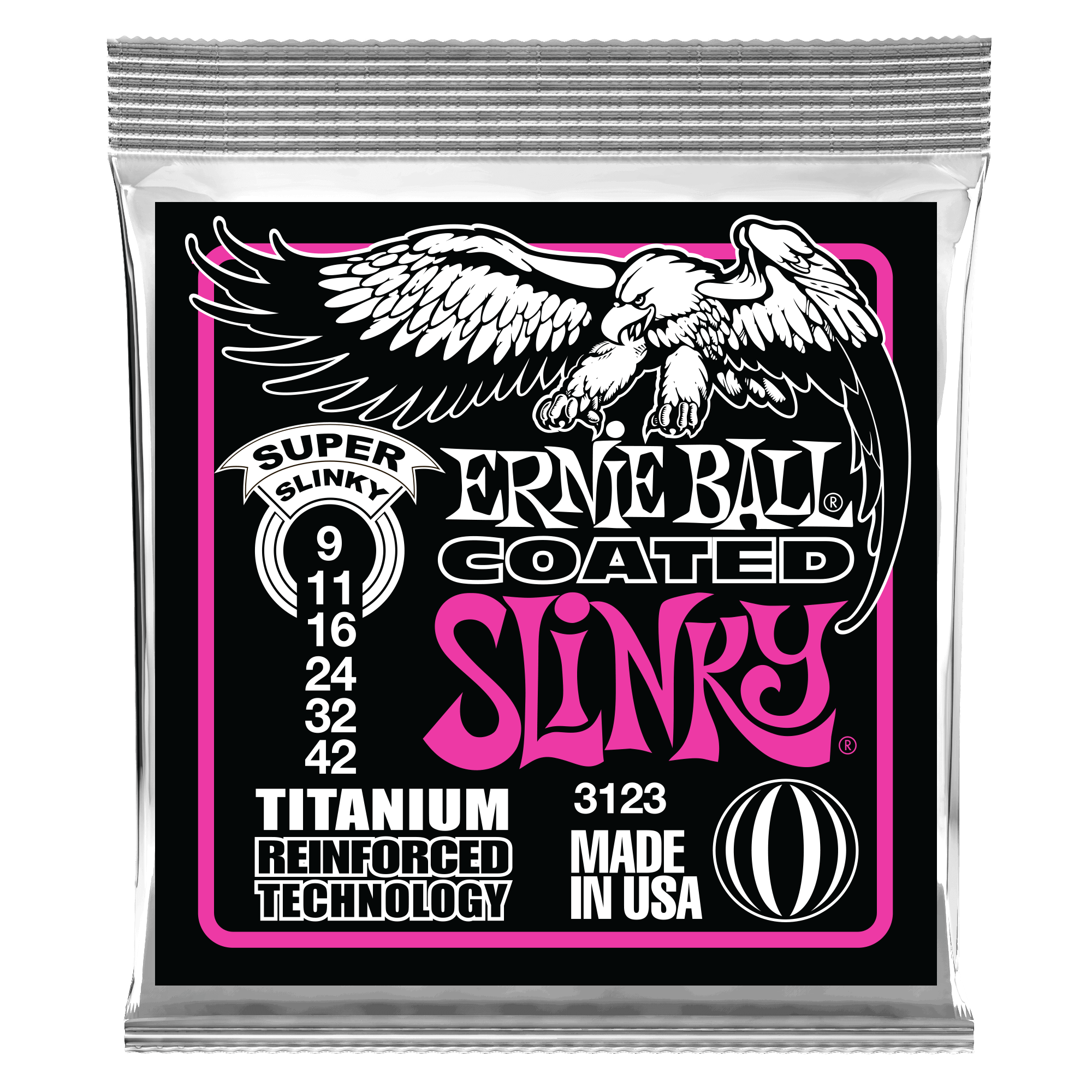 Ernie Ball Ernie Ball 3123 Super Slinky Coated Titanium RPS Electric Guitar Strings - 9-42 Gauge