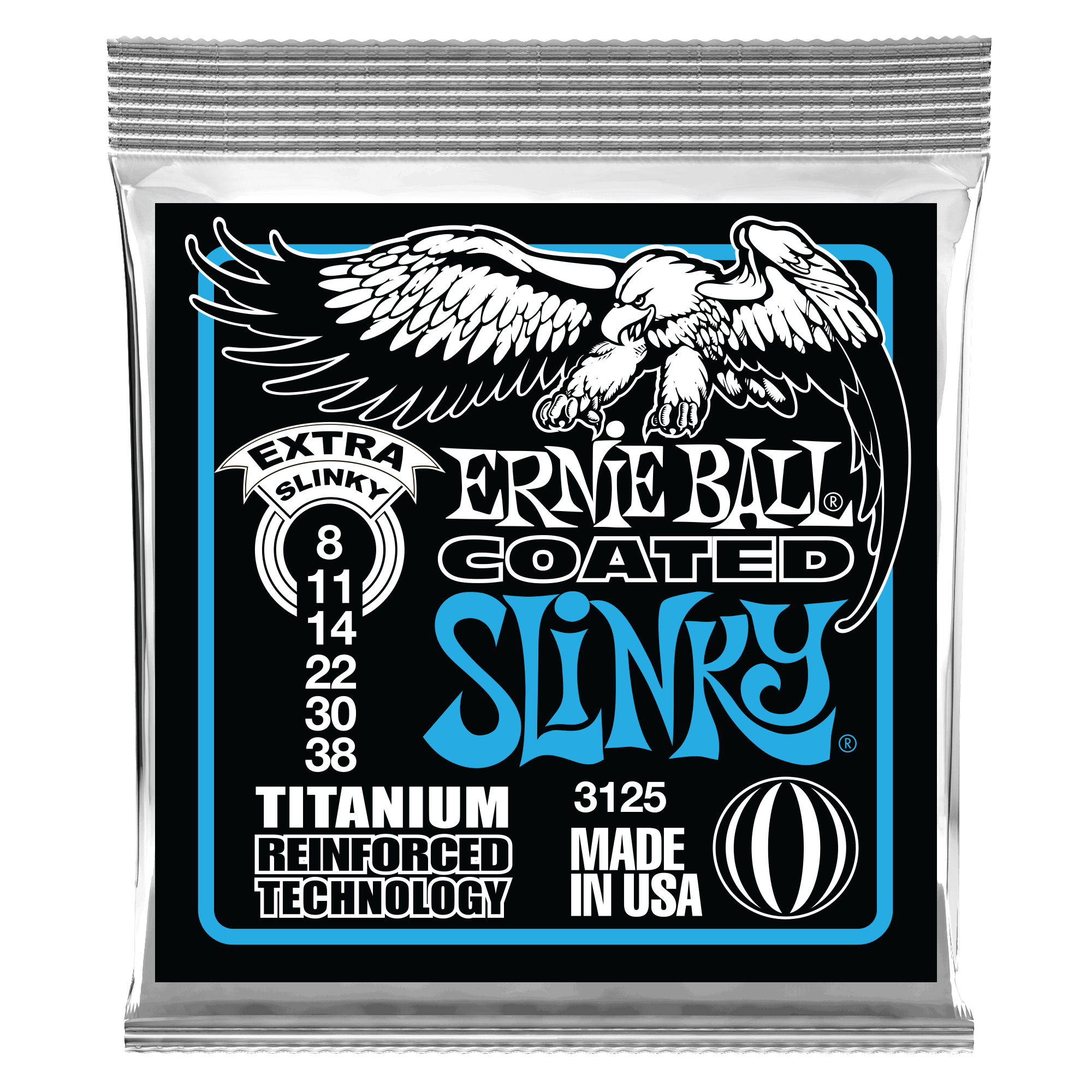 Ernie Ball Ernie Ball 3125 Extra Slinky Coated Titanium RPS Electric Guitar Strings - 8-38 Gauge
