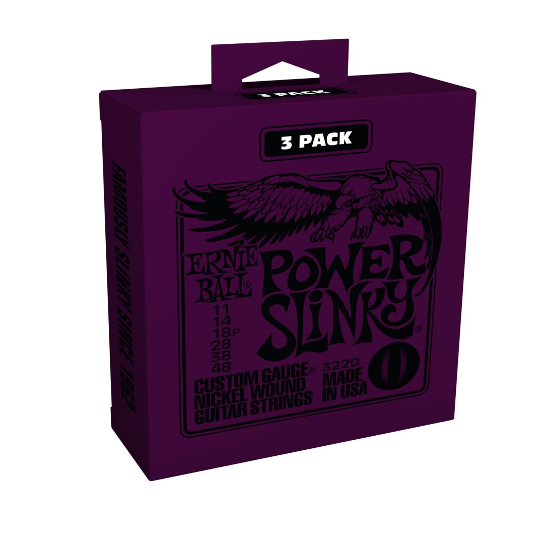 Ernie Ball Power Slinky Nickel Wound Electric Guitar Strings 3 Pack - 11-48 Gauge
