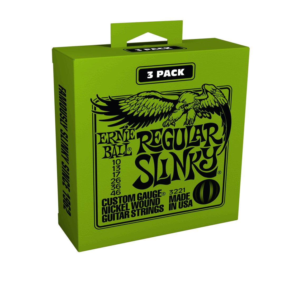 Ernie Ball Regular Slinky Nickel Wound Electric Guitar Strings 3 Pack - 10-46 Gau