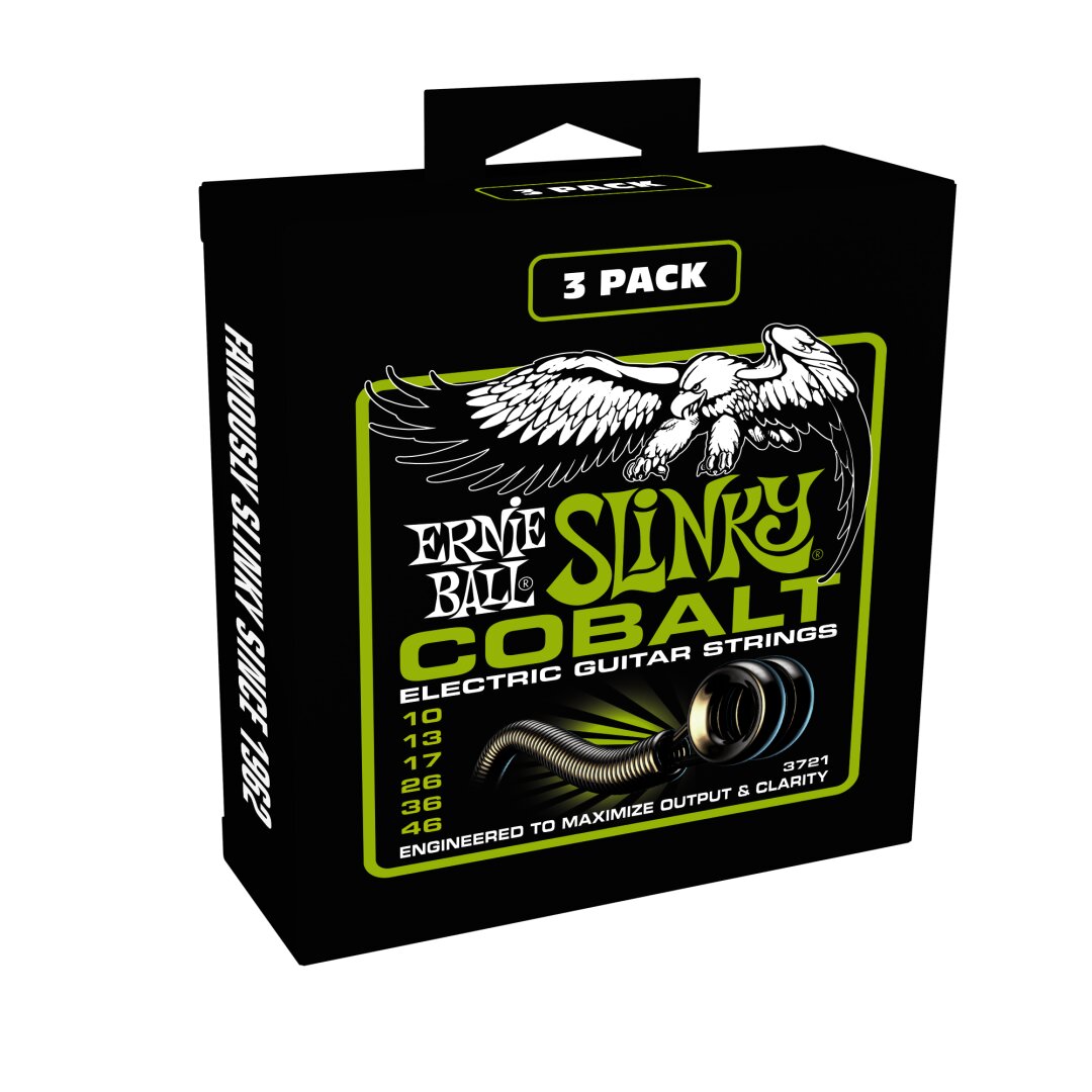 Ernie Ball Regular Slinky Cobalt Electric Guitar Strings 3 Pack - 10-46 Gauge