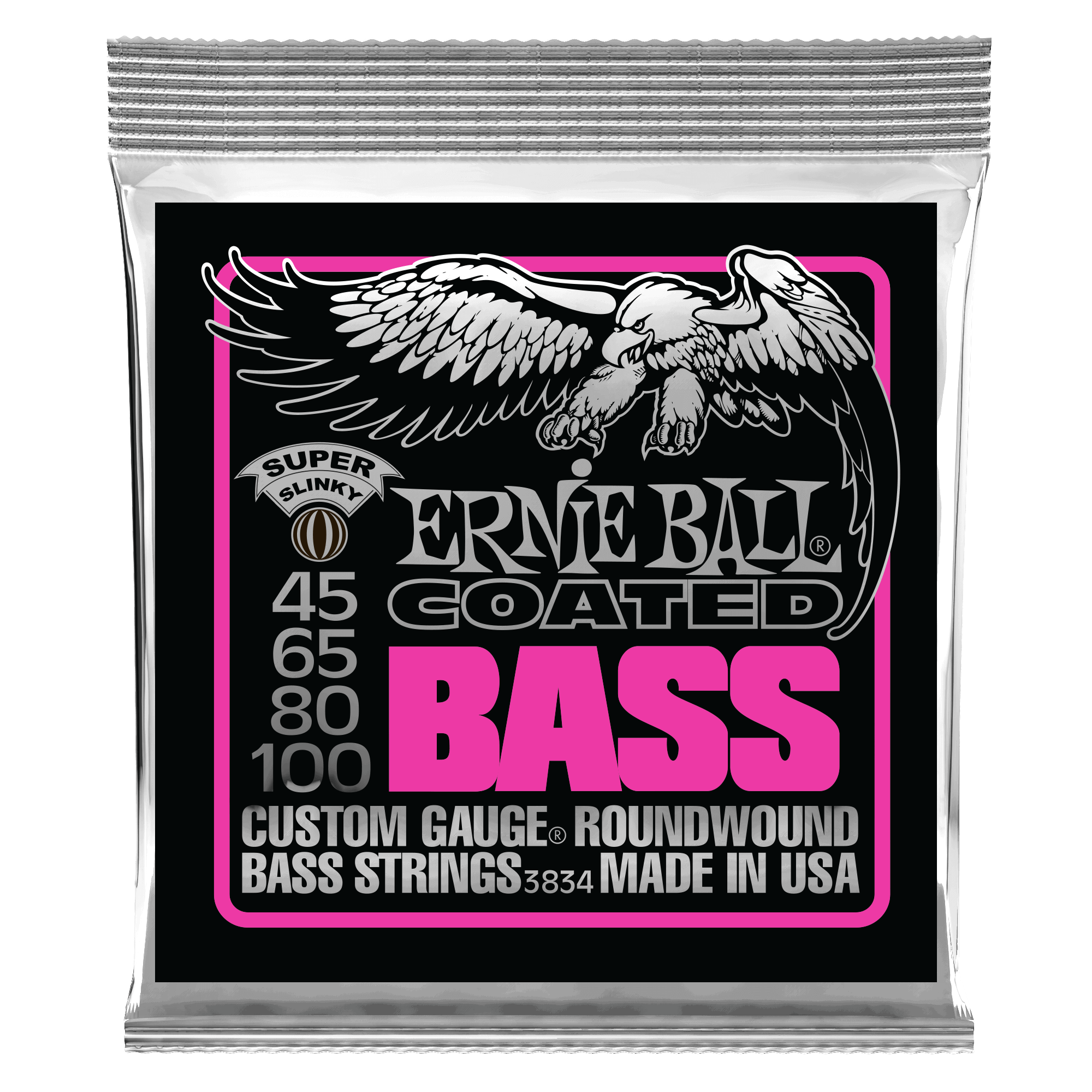 Ernie Ball Ernie Ball 3834 Super Slinky Coated Electric Bass Strings - 45-100 Gauge