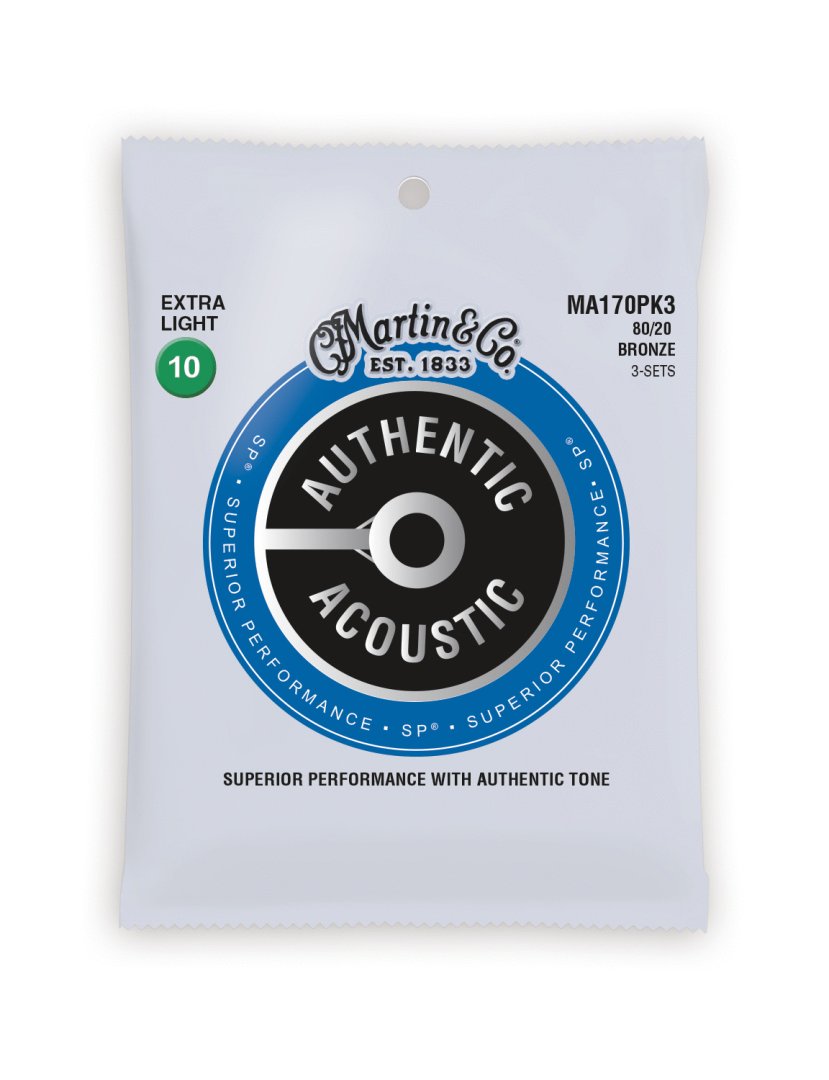 Martin Martin MA170 Authentic Acoustic SP 80/20 Bronze Extra Light Guitar Strings
