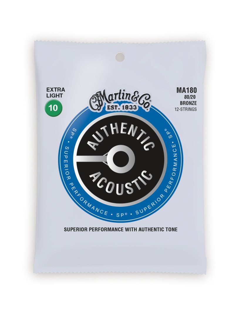 Martin Martin MA180 Authentic Acoustic SP 80/20 Bronze Extra Light (12 String) Guitar Strings