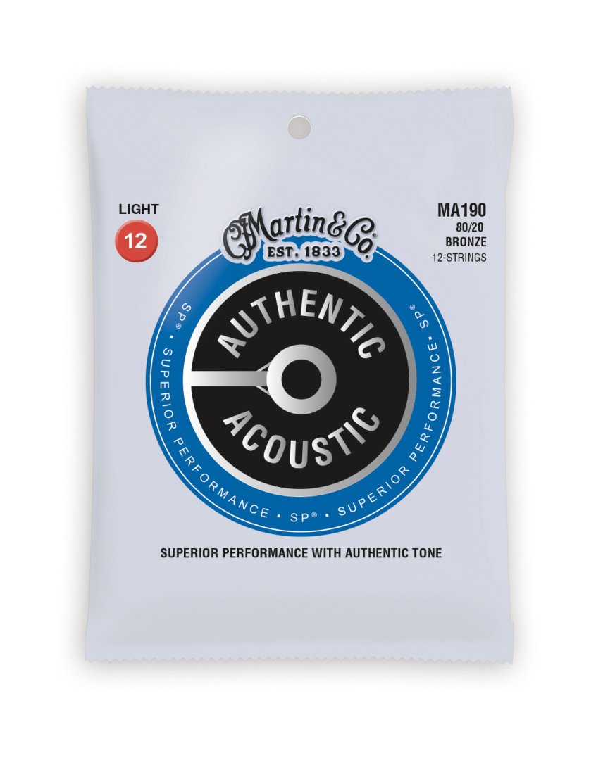 Martin Martin MA190 Authentic Acoustic SP 80/20 Bronze Light (12 String) Guitar Strings