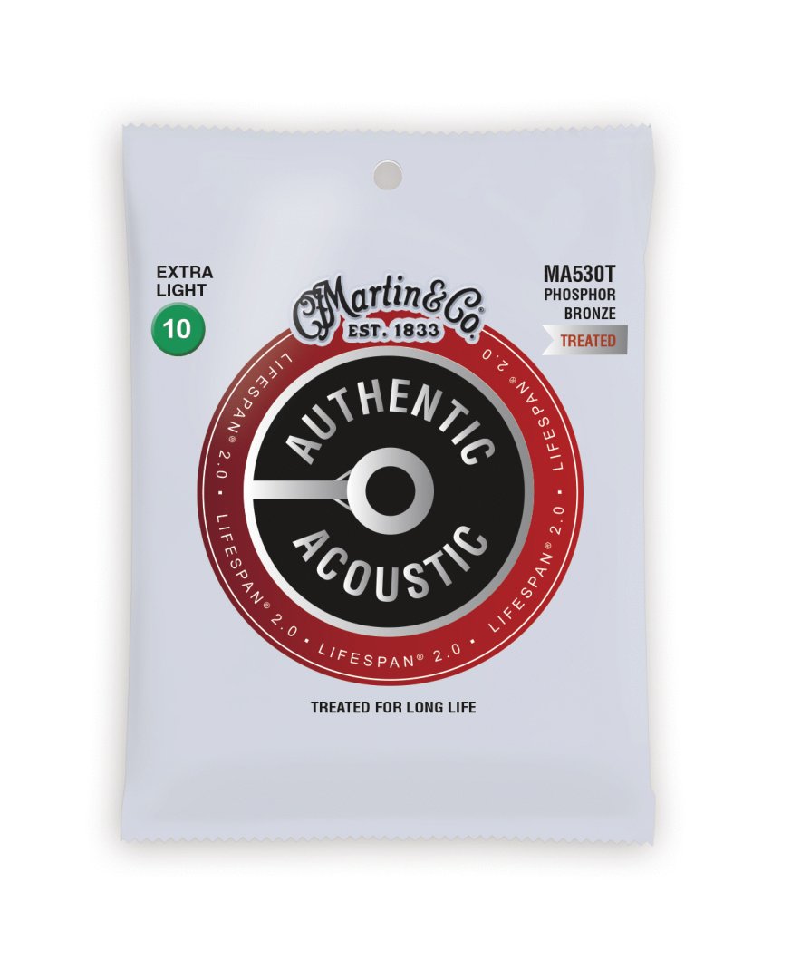 Martin Martin MA530T Authentic Acoustic Lifespan 92/8 Phosphor Bronze Extra Light Guitar Strings