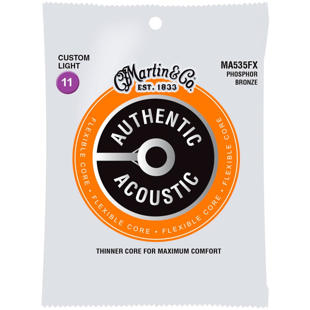Martin Martin MA535FX Authentic Acoustic Flexible Core Phosphor Bronze Custom Guitar Strings