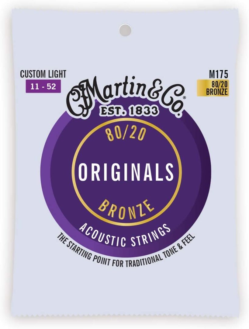 Martin Martin Guitar Original Acoustic M175 (80/20 Bronze) - Custom Light Gauge Guitar Strings