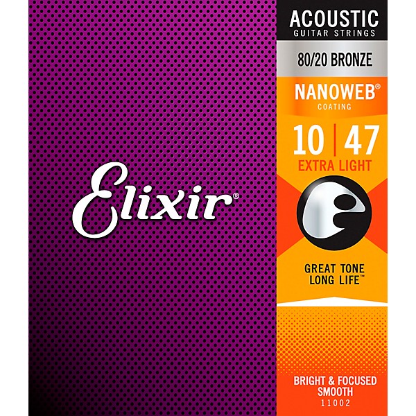Elixir Elixir 80/20 Bronze Acoustic Guitar Strings With NANOWEB Coating, Extr