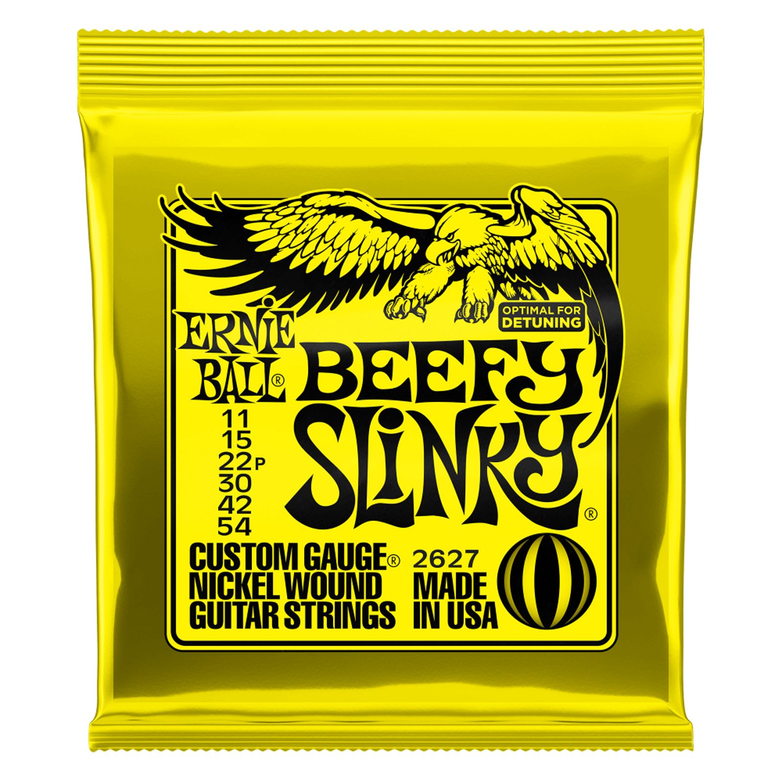 Ernie Ball Ernie Ball 2627 Beefy Slinky Nickel Wound Drop Tuning Electric Guitar Strings 11-54 (3 PACK BUNDLE)
