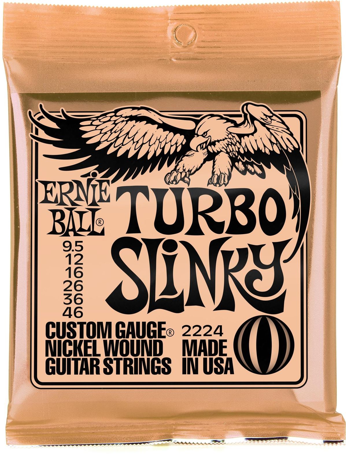 Ernie Ball Ernie Ball 2224 Turbo Slinky Nickel Wound Electric Guitar Strings 9.5-46 (3 PACK BUNDLE)