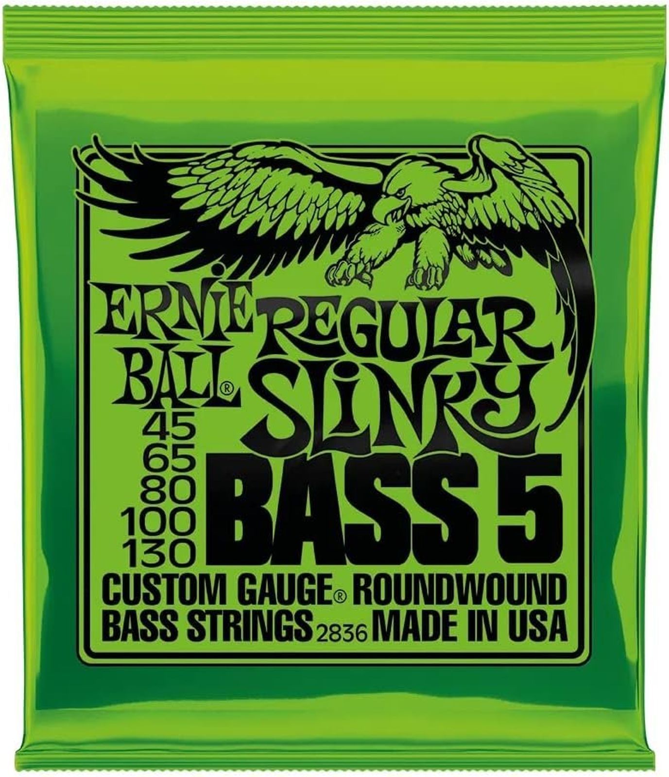 Ernie Ball Ernie Ball 2836 Regular Slinky 5-String Nickel Wound Electric Bass Strings 45-130 (3 PACK BUNDLE)