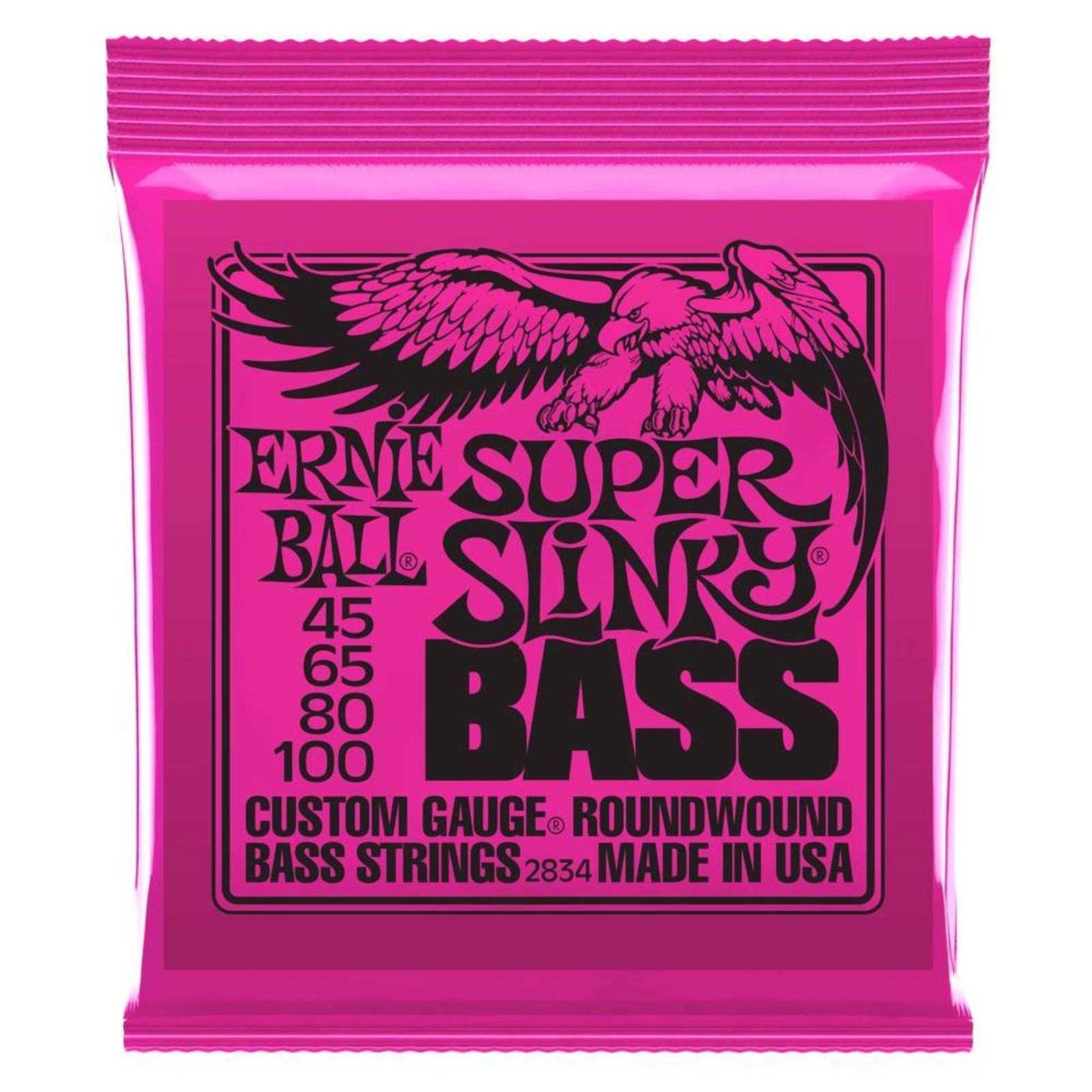 Ernie Ball Ernie Ball 2834 Super Slinky Round Wound Electric Bass Strings 45-100 (2 PACK BUNDLE)