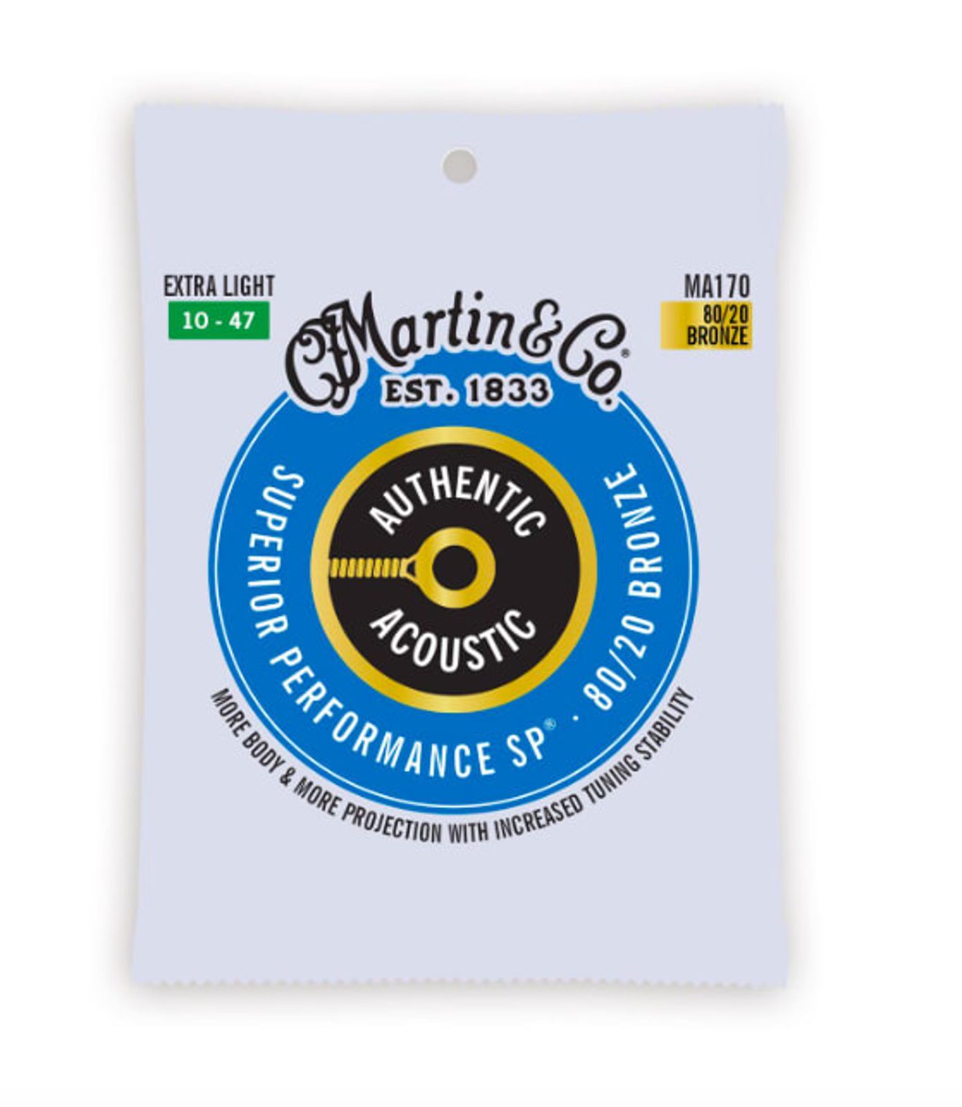 Martin Martin MA170 Authentic Acoustic SP 80/20 Bronze Acoustic Guitar Strings - Extra Light (.10 - .47) - 3 PACK