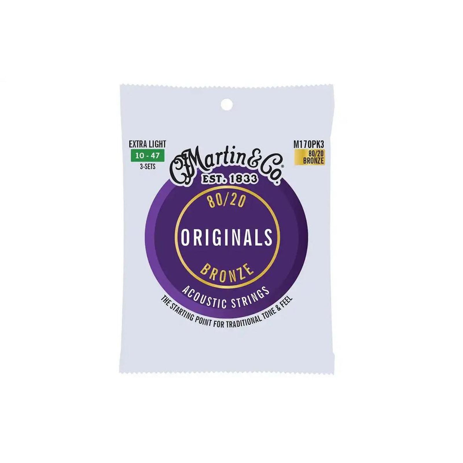 Martin Martin M170 80/20 Bronze Extra Light Acoustic Strings (10-47) - 3 PACK
