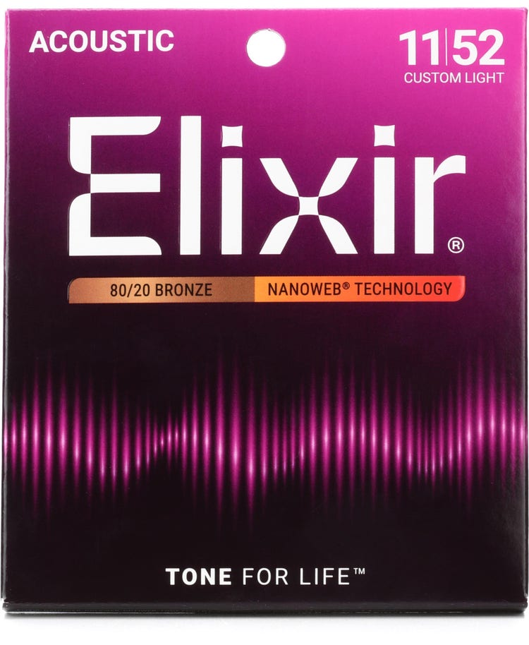 Elixir Elixir 11027 Nanoweb 80/20 Bronze Acoustic Guitar Strings