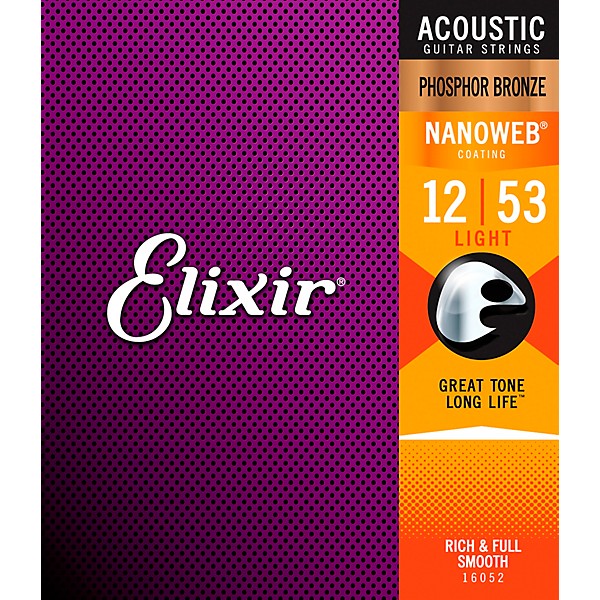 Elixir Elixir Phosphor Bronze Acoustic Guitar Strings With NANOWEB Coating, L