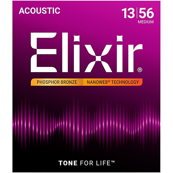 Elixir Elixir Phosphor Bronze Acoustic Guitar Strings With NANOWEB Coating, M