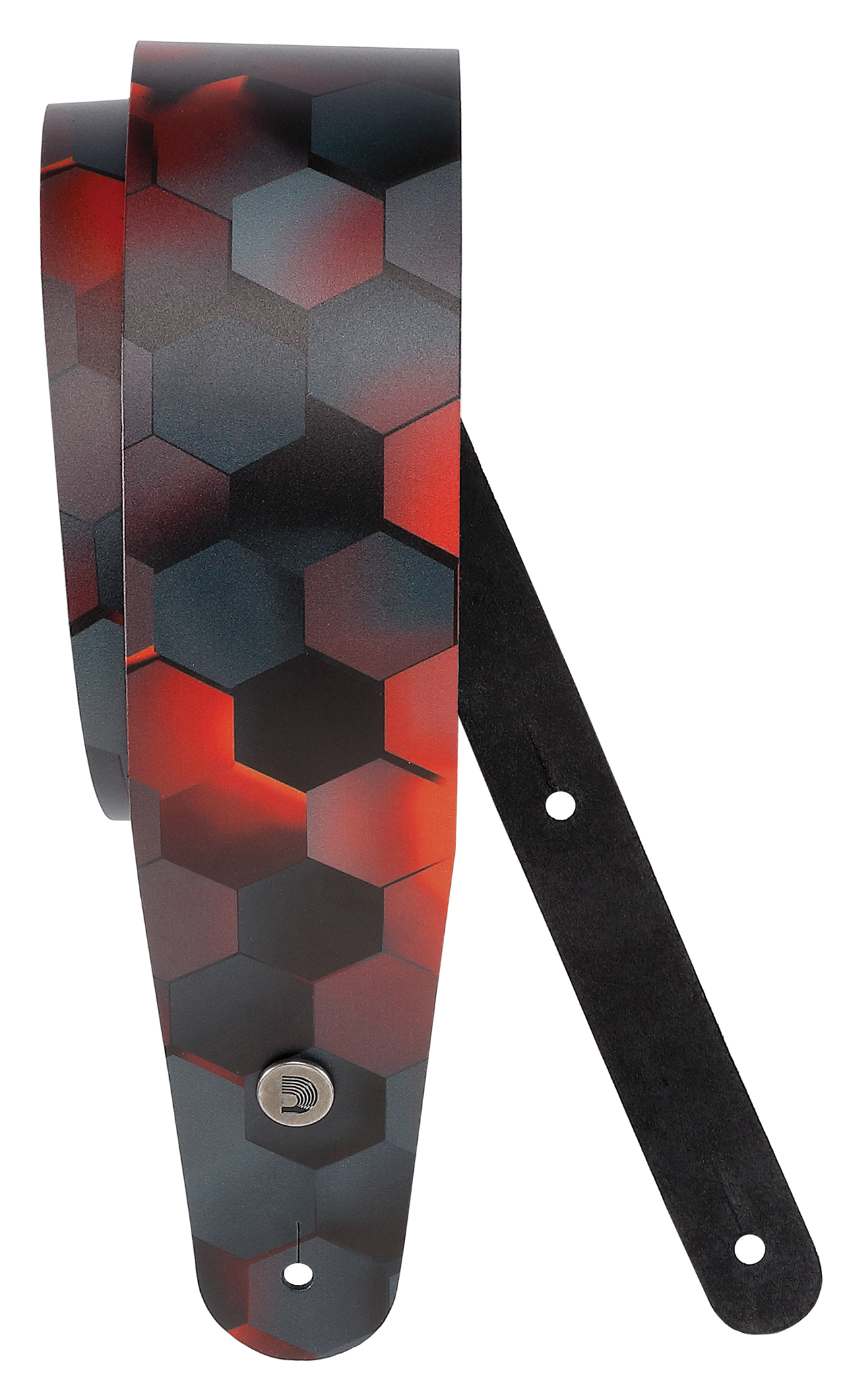 D'ADDARIO D'ADDARIO PRINTED LEATHER GUITAR STRAP, RED HEX