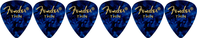 FENDER FENDER 351 SHAPE PREMIUM CELLULOID 12-PACK, BLUE MOTO, THIN