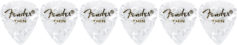 FENDER FENDER 351 SHAPE PREMIUM CELLULOID 12-PACK, WHITE MOTO, THIN