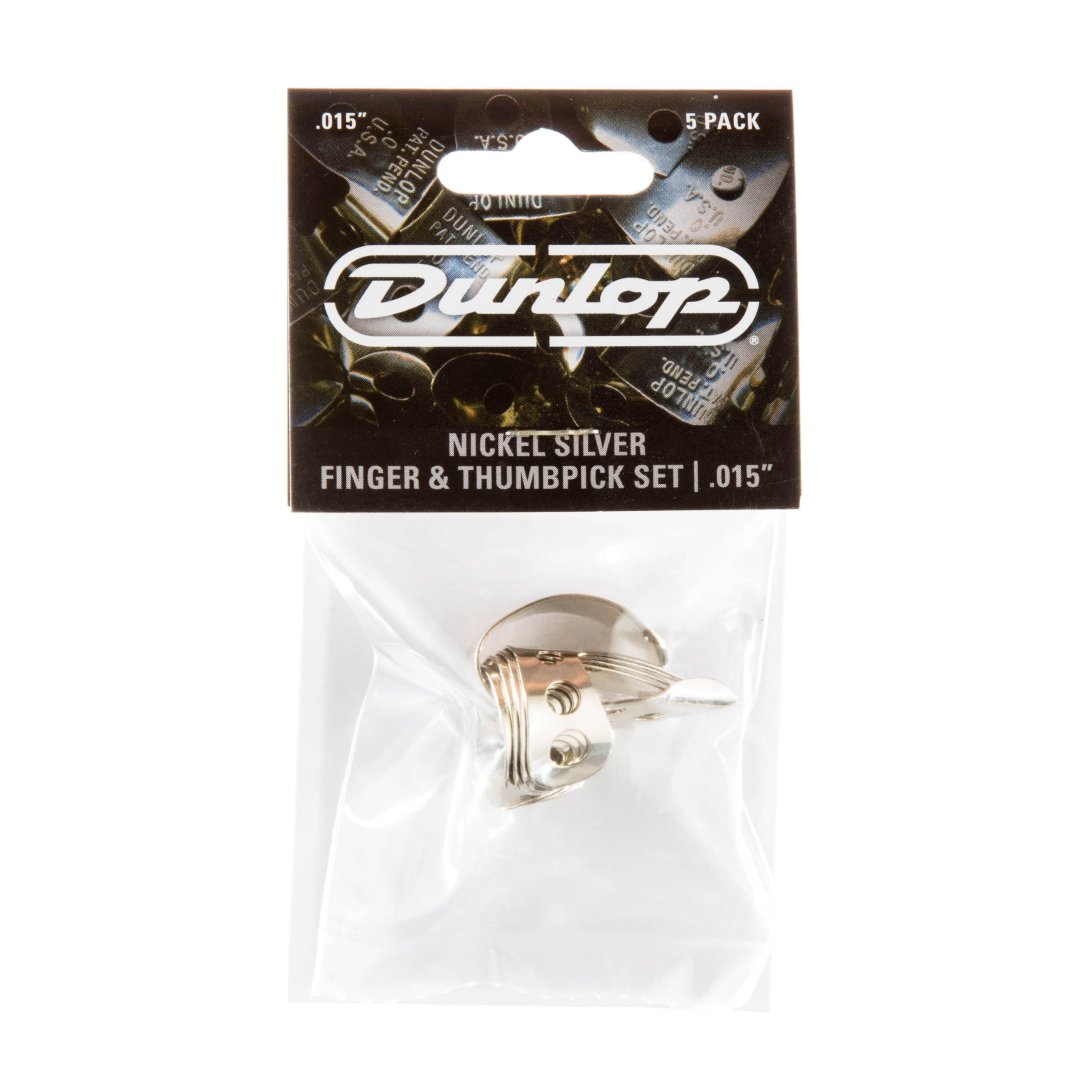 Dunlop Dunlop 33P015 Nickel Silver Finger and Thumbpicks .015" (5 Pack)