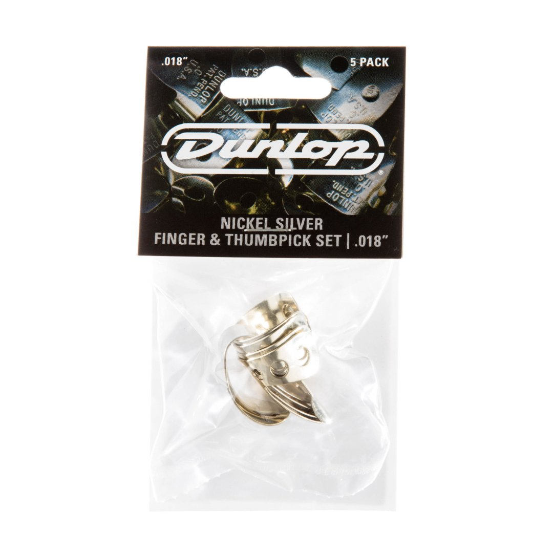 Dunlop Dunlop 33P018 Nickel Silver Finger and Thumbpicks .018" (5 Pack)