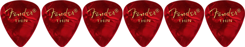 FENDER FENDER 351 SHAPE PREMIUM CELLULOID 12-PACK, RED MOTO, THIN