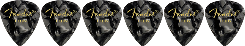 FENDER FENDER 351 SHAPE PREMIUM CELLULOID 12-PACK, BLACK MOTO, THIN