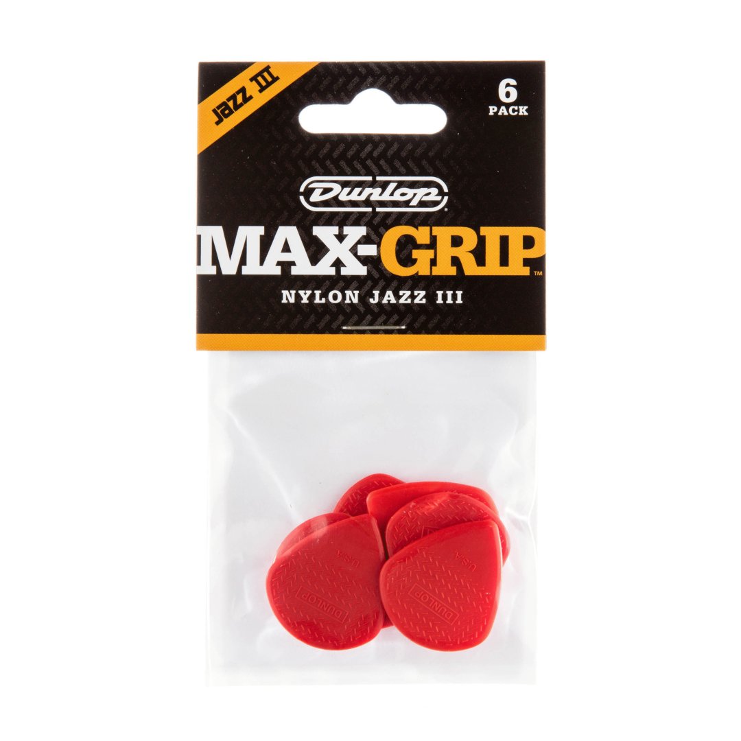Dunlop Dunlop 471P3N Max Grip Jazz III Nylon Guitar Pick 1.38mm (6 Pack)