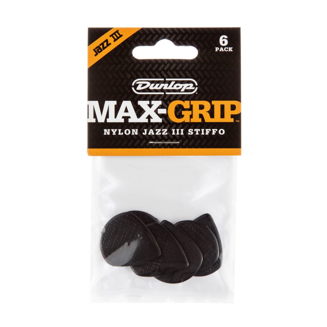 Dunlop Dunlop 471P3S Max Grip Jazz III Stiffo Guitar Pick 1.38mm (6 Pack)