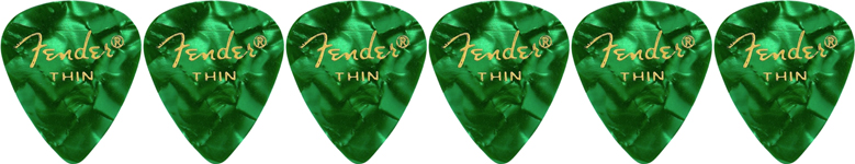 FENDER FENDER 351 SHAPE PREMIUM CELLULOID 12-PACK, GREEN MOTO, THIN
