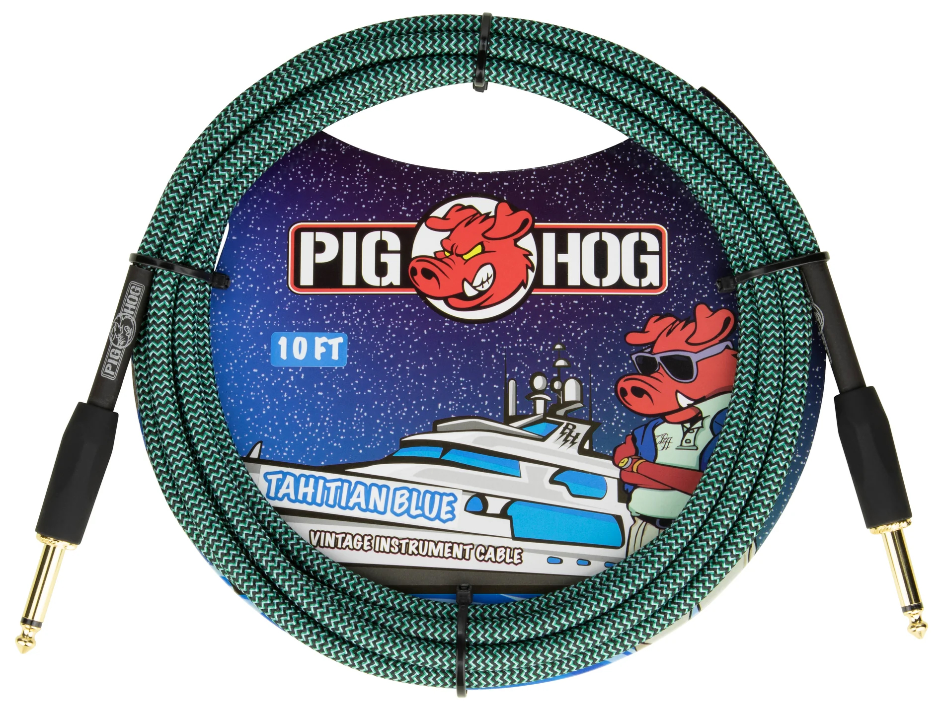 Pig Hog PIG HOG VINTAGE SERIES INSTRUMENT CABLE, 10FT, TAHITIAN BLUE