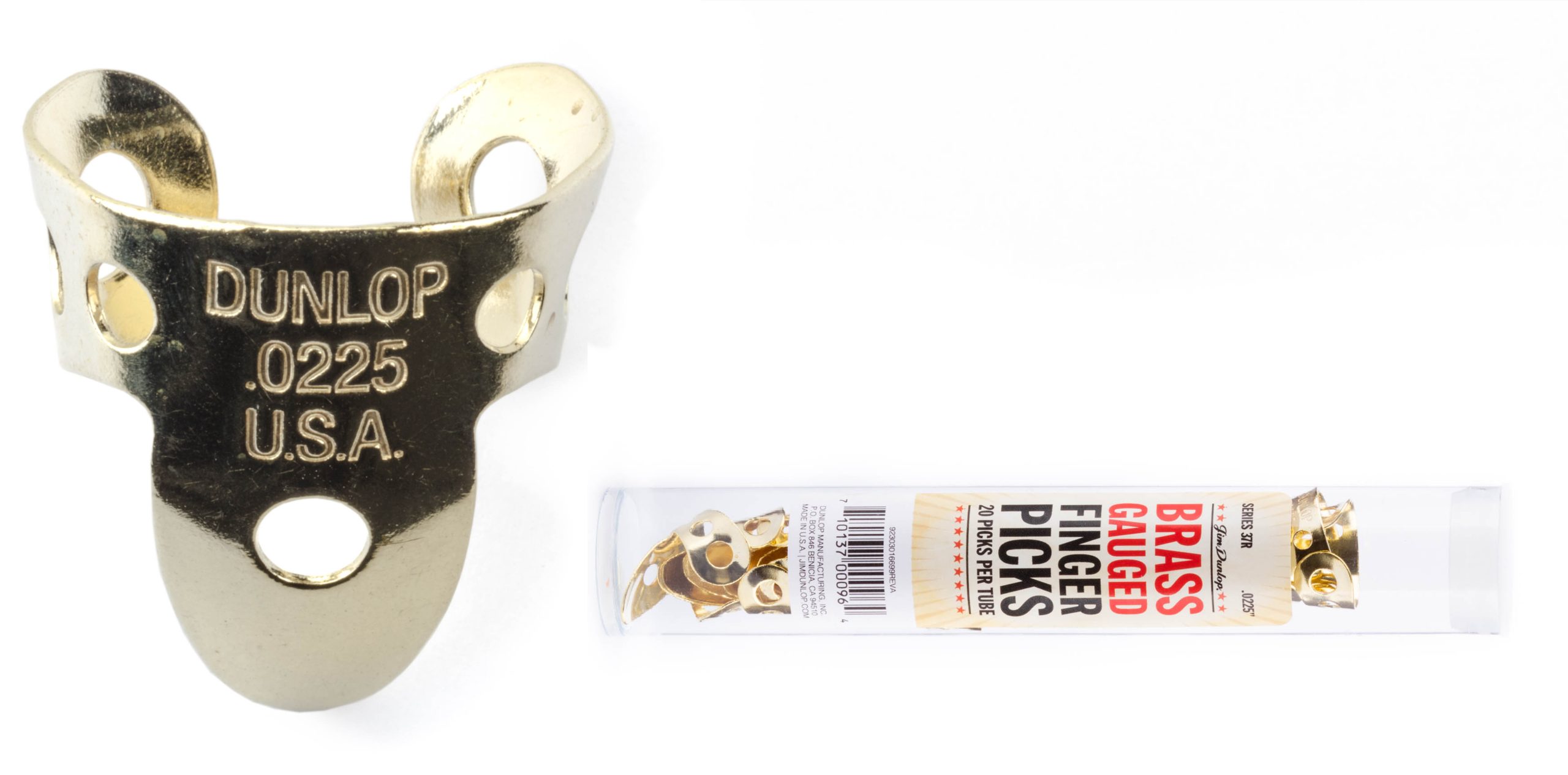 DUNLOP DUNLOP BRASS FINGERPICKS, TUBE OF 20 PICKS, .0225 GAUGE