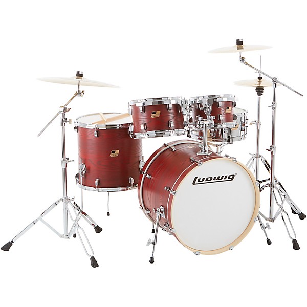 Ludwig Ludwig BackBeat Elite 5-Piece Complete Drum Set Ruby Grain (RD)