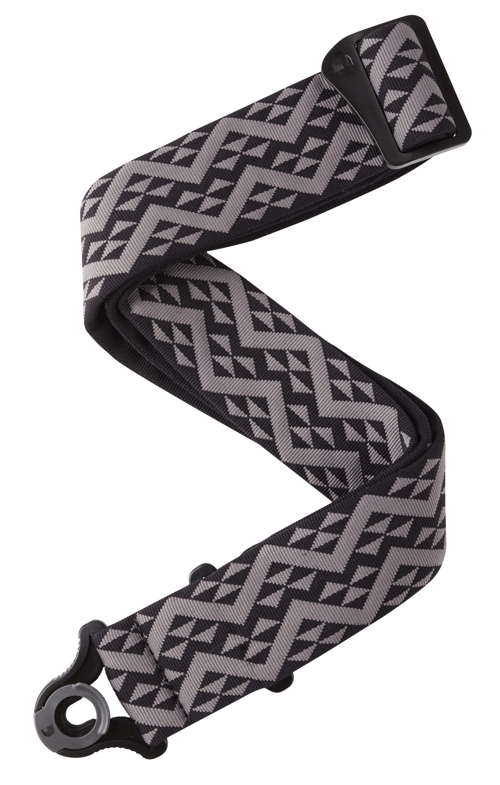 D'Addario D'ADDARIO AUTO LOCK GUITAR STRAP, NYLON, BLACK PADDED GEOMETRIC