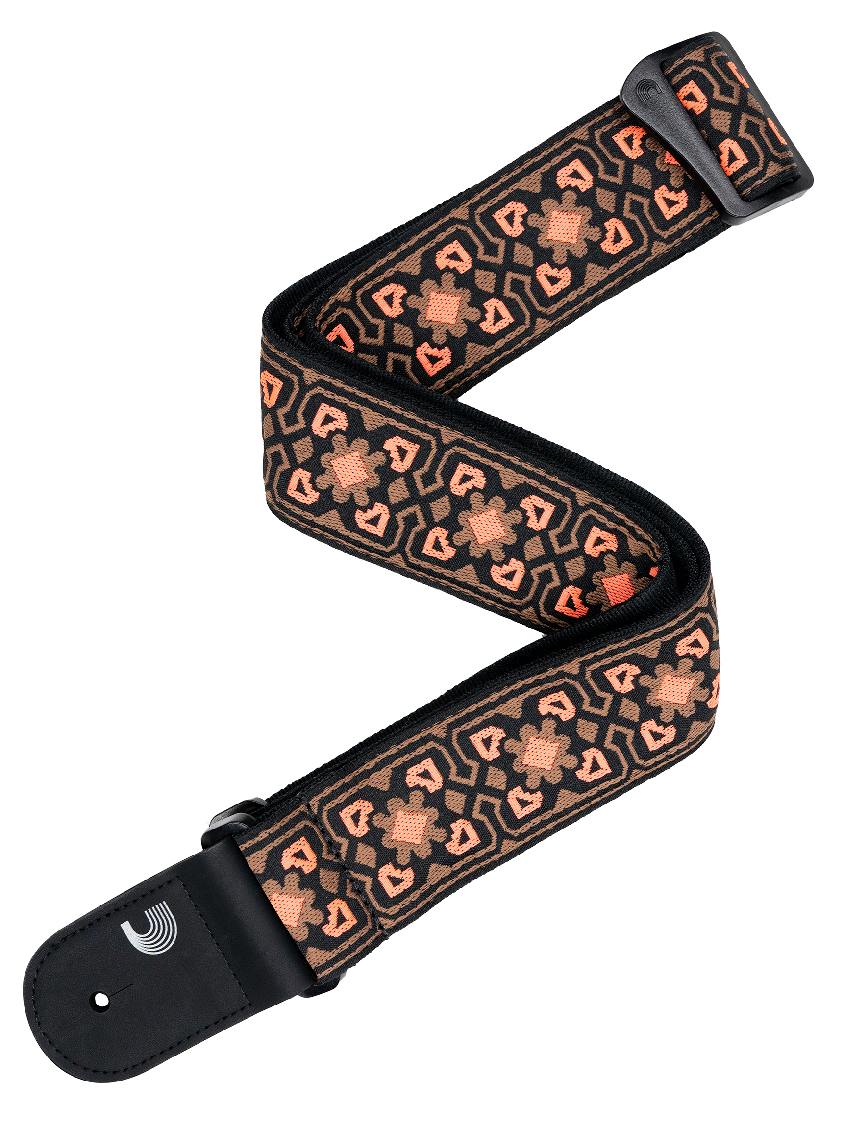 D'ADDARIO D'ADDARIO ECO COMFORT WOVEN GUITAR STRAP, BROWN & ORANGE